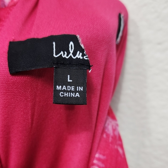 Lulus Float to You Hot Pink Floral Print Halter-Neck Tiered Midi Dress L Wedding - Picture 10 of 10